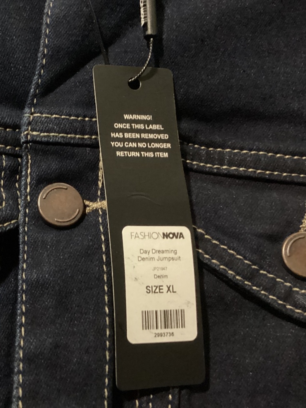 Fashion Nova Dark Denim Jumpsuit NWT - Picture 6 of 6